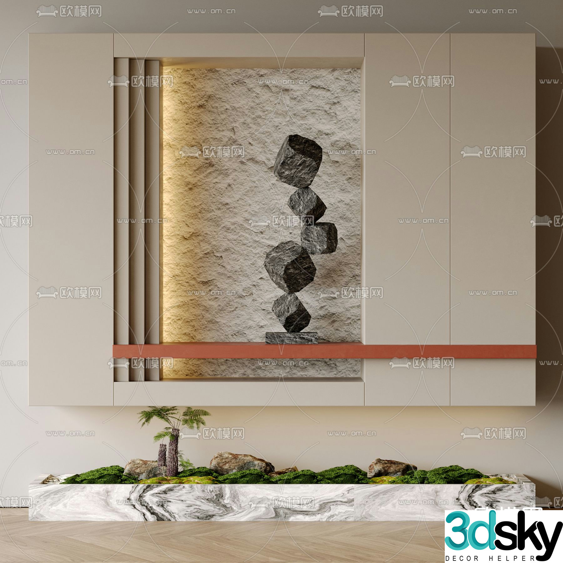 Modern suspended entrance cabinet 3D model