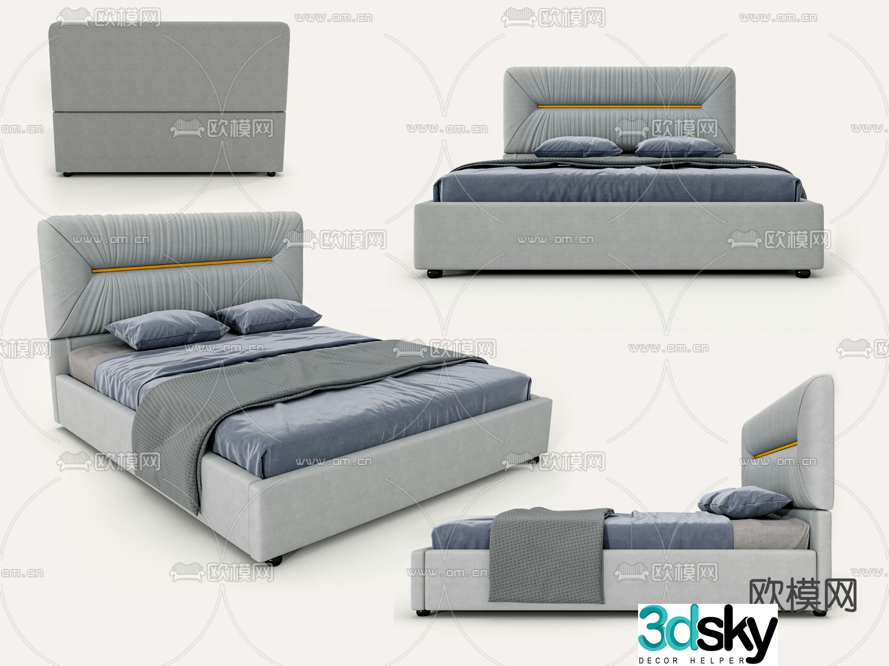 Modern double bed 3d model