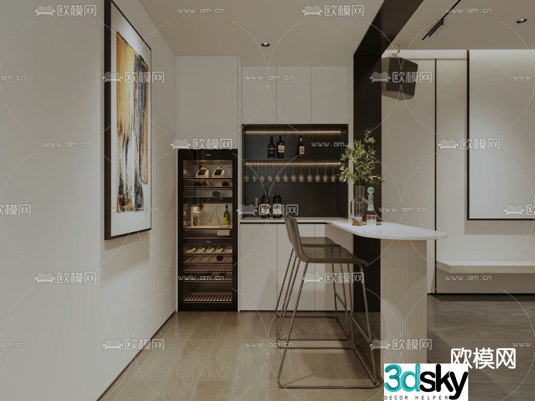 Modern bar wine cabinet 3d model