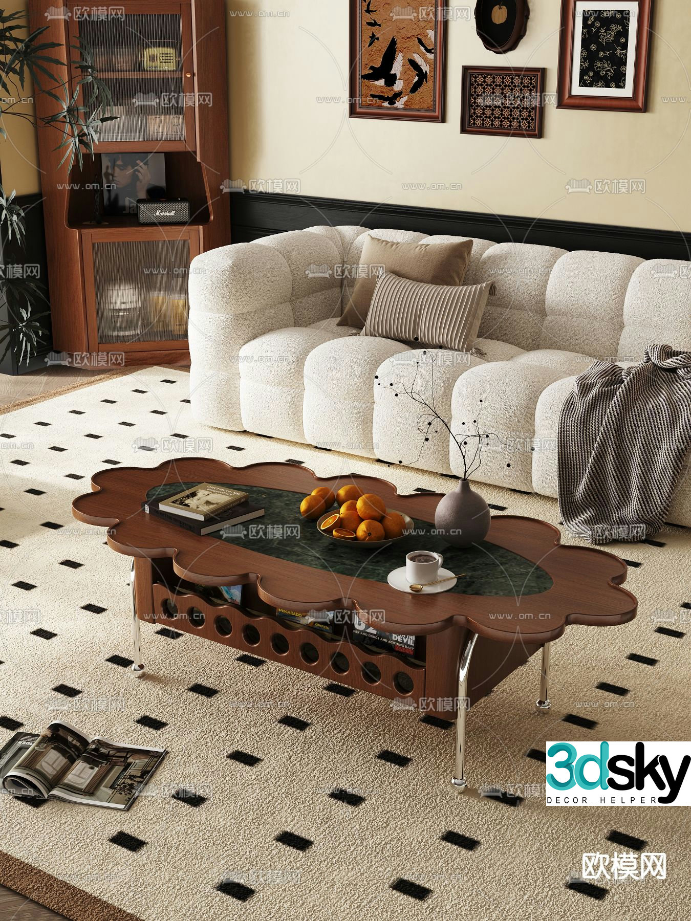 Medieval style coffee table cloud coffee table 3d model