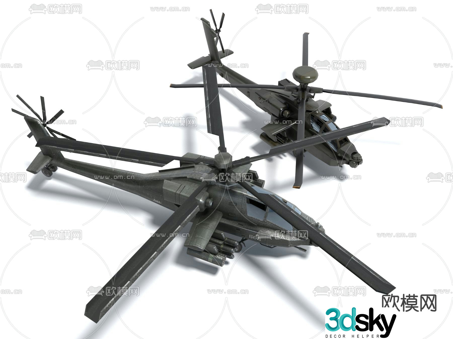 fighter helicopter 3d model