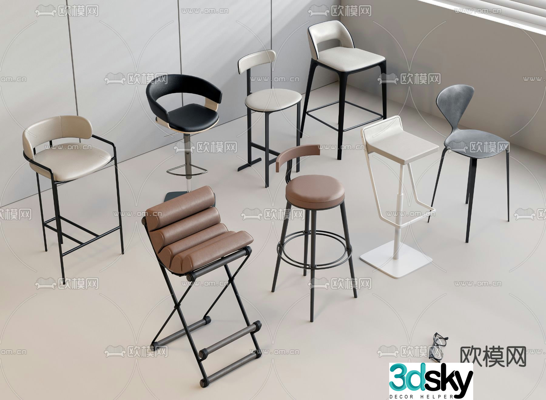 bar stool bar stool high stool 3d model