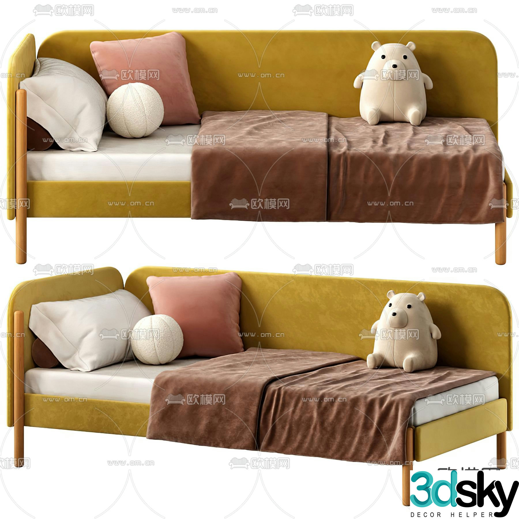 Modern children’s bed sofa bed 3d model