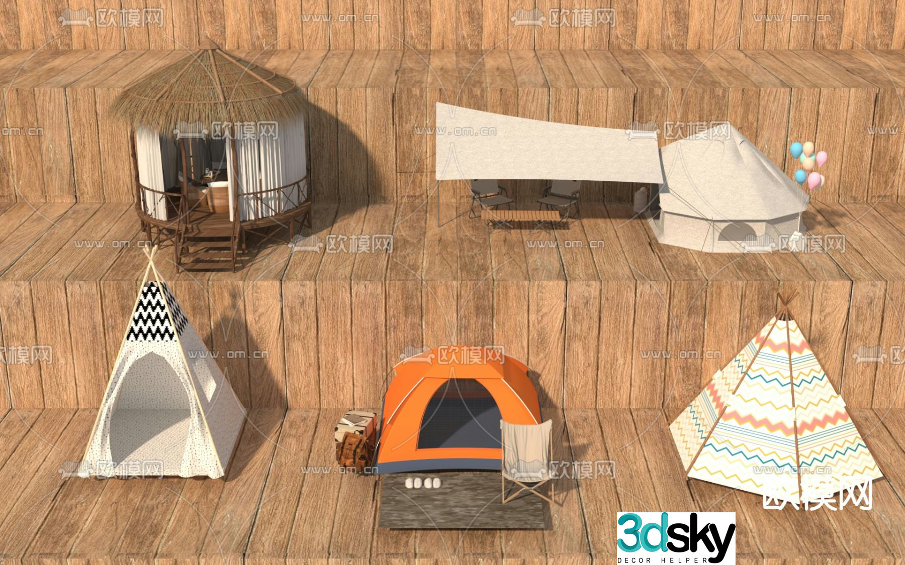 Modern camping tent 3d model
