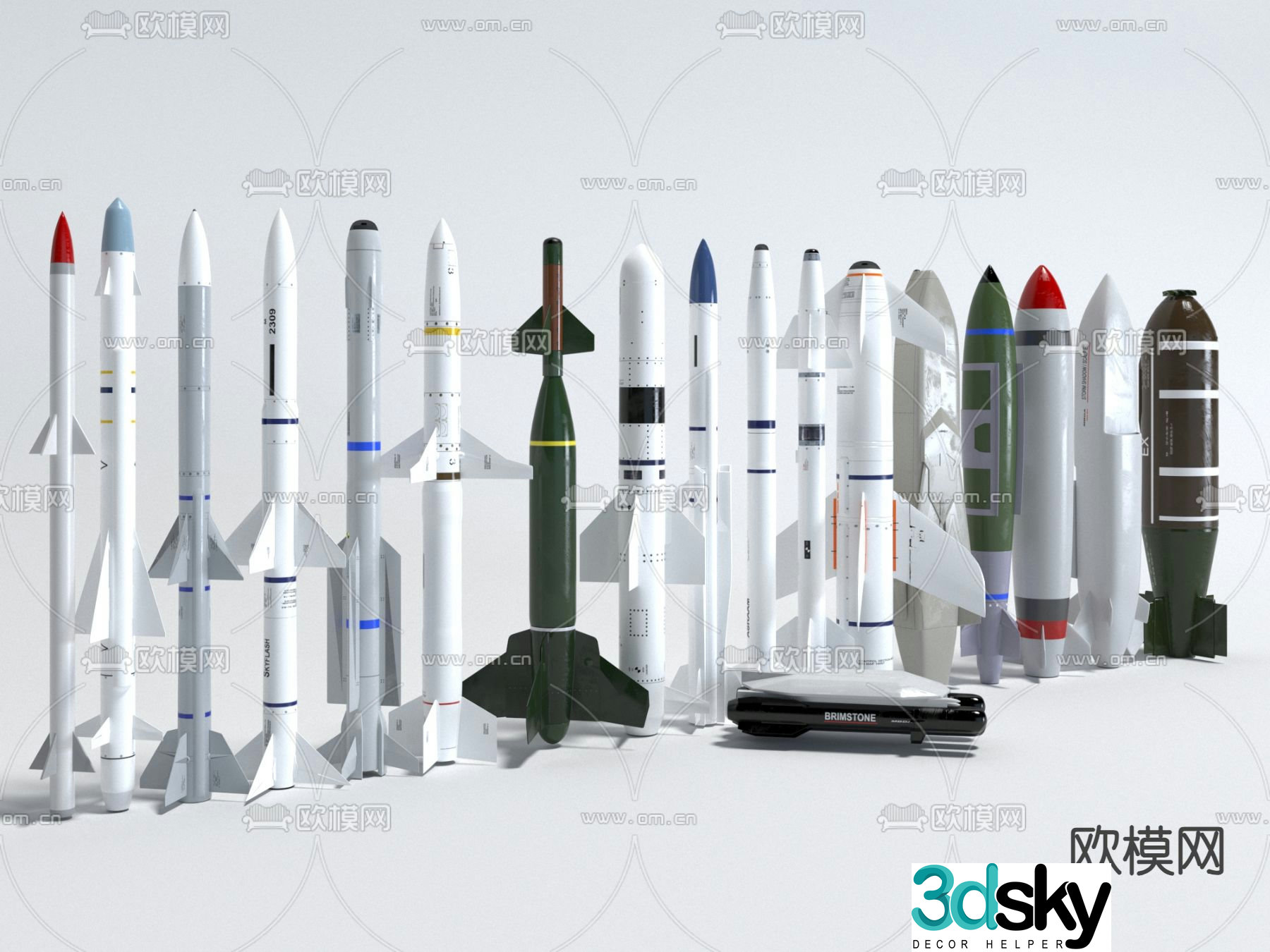 intercontinental missile artillery shell military equipment 3d model