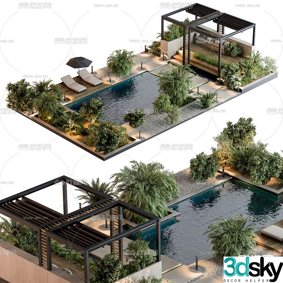 Villa courtyard garden 3d model