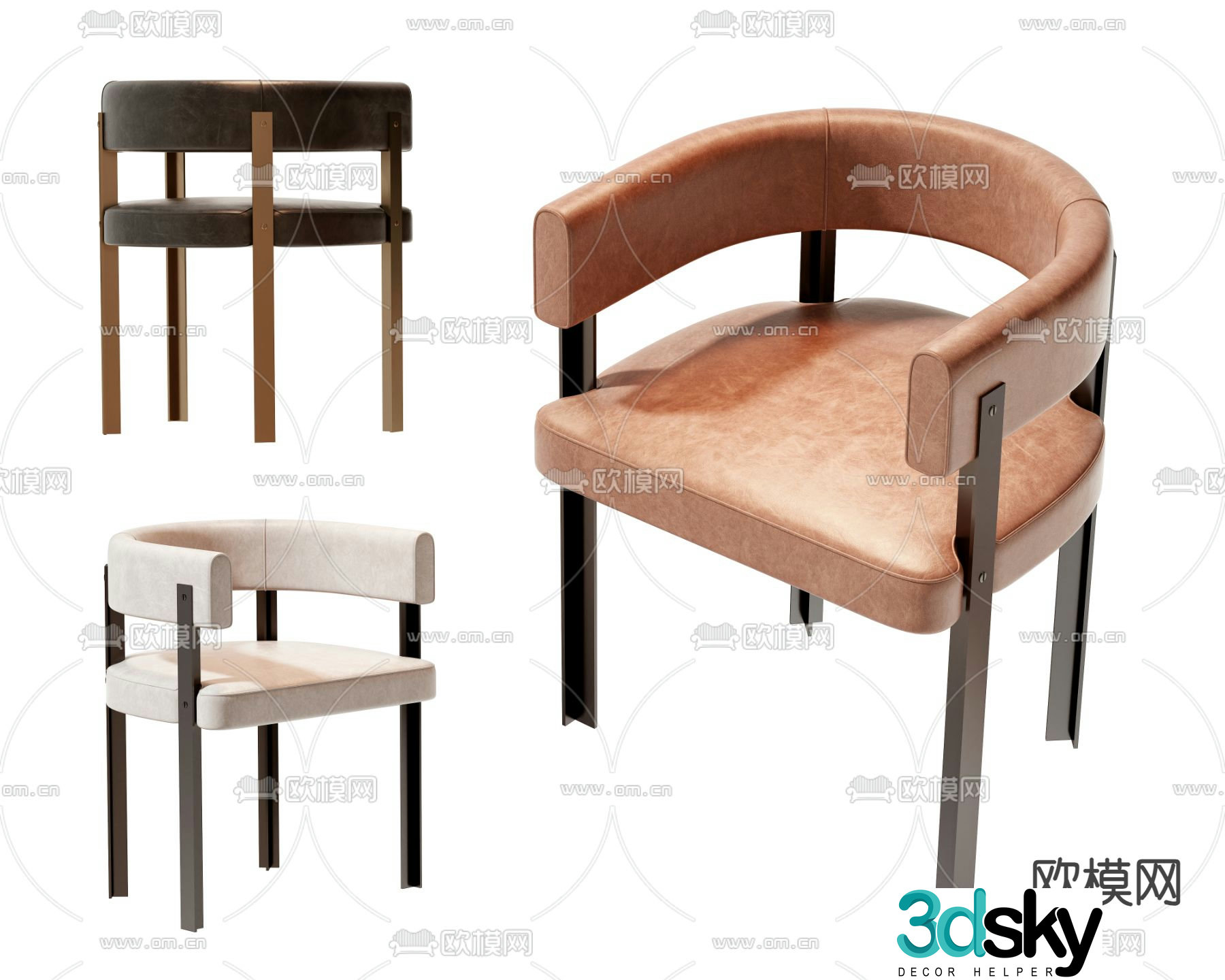 Modern chair dining chair 3d model