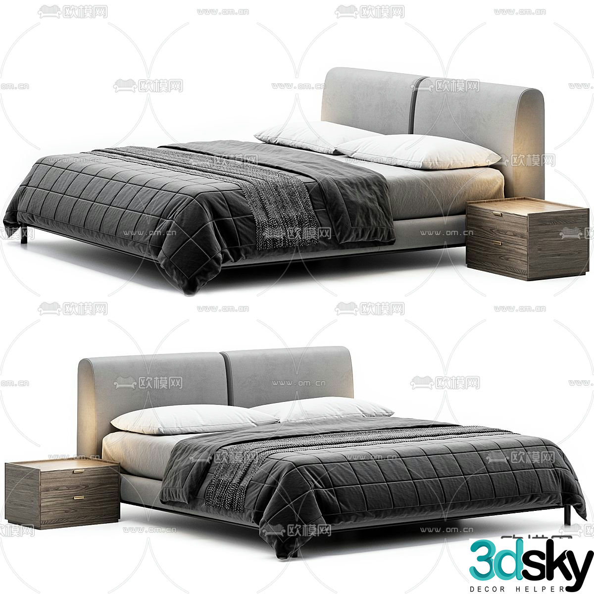 Modern double bed 3d model