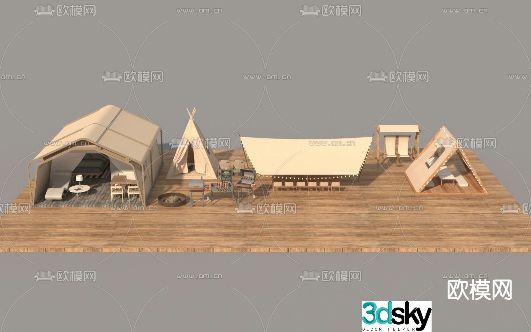 Modern camping tent 3d model