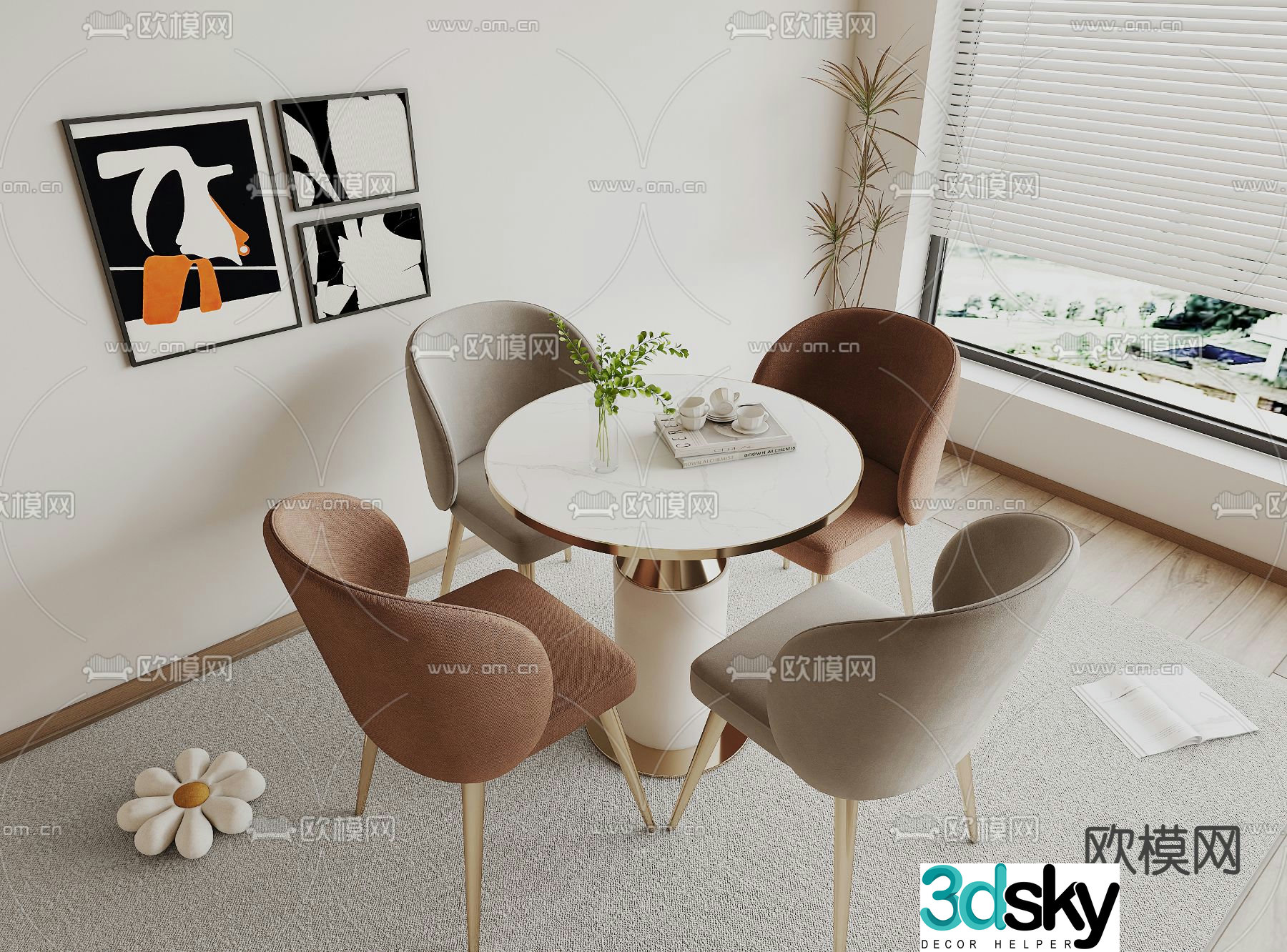 Modern leisure tables and chairs Negotiation tables and chairs 3d model