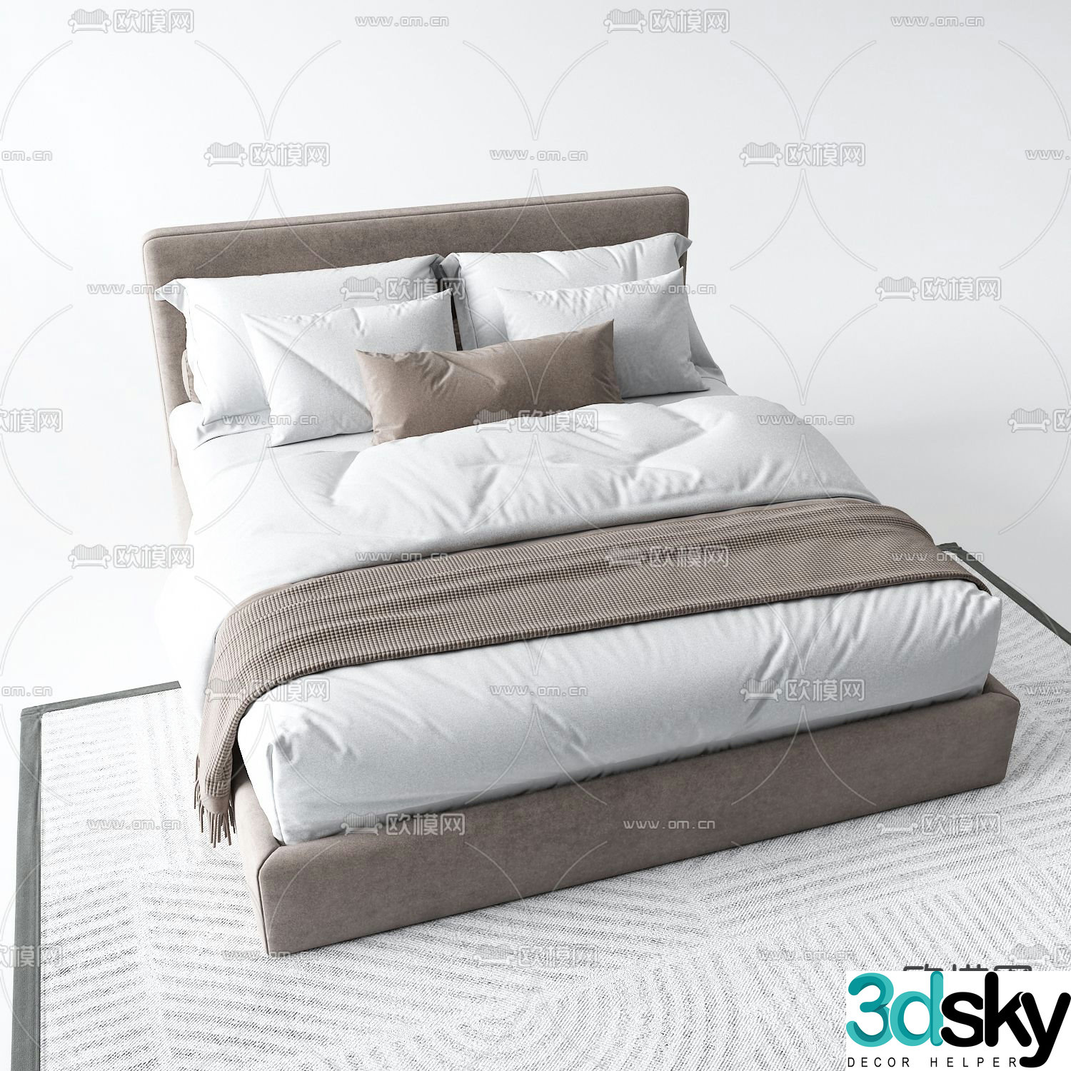 Modern fabric double bed 3d model