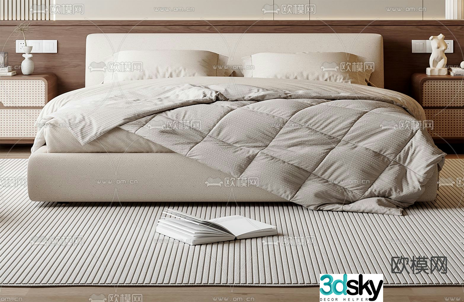 Medieval style double bed 3d model