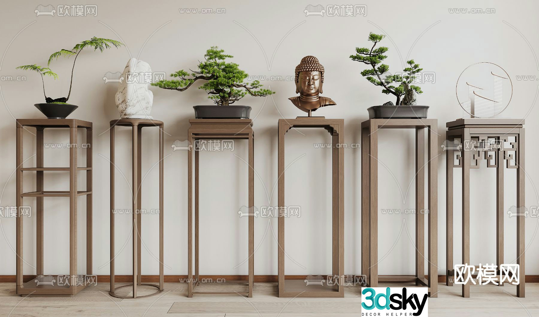 New Chinese style flower stand flower table corner table side table 3D model