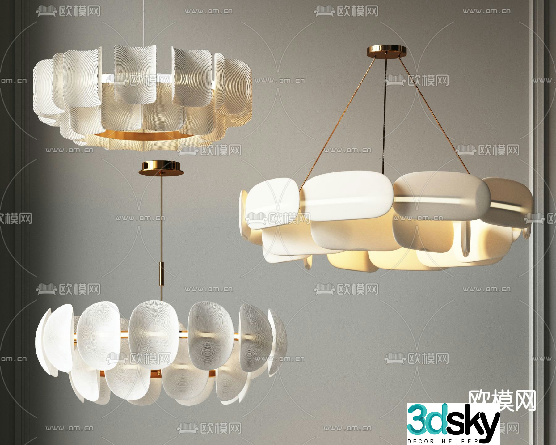 Modern art chandelier 3d model