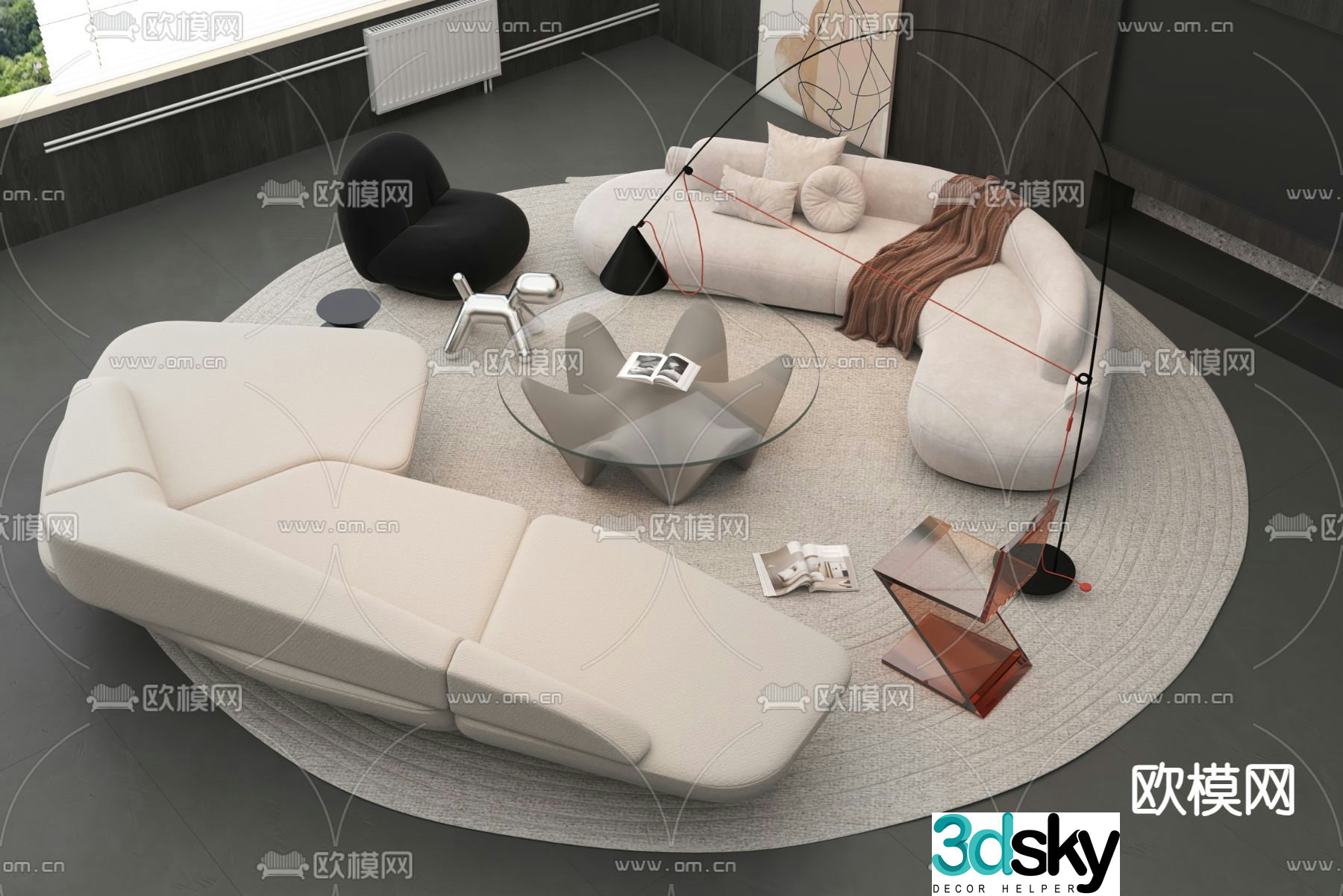 Office sofa modular sofa 3d model