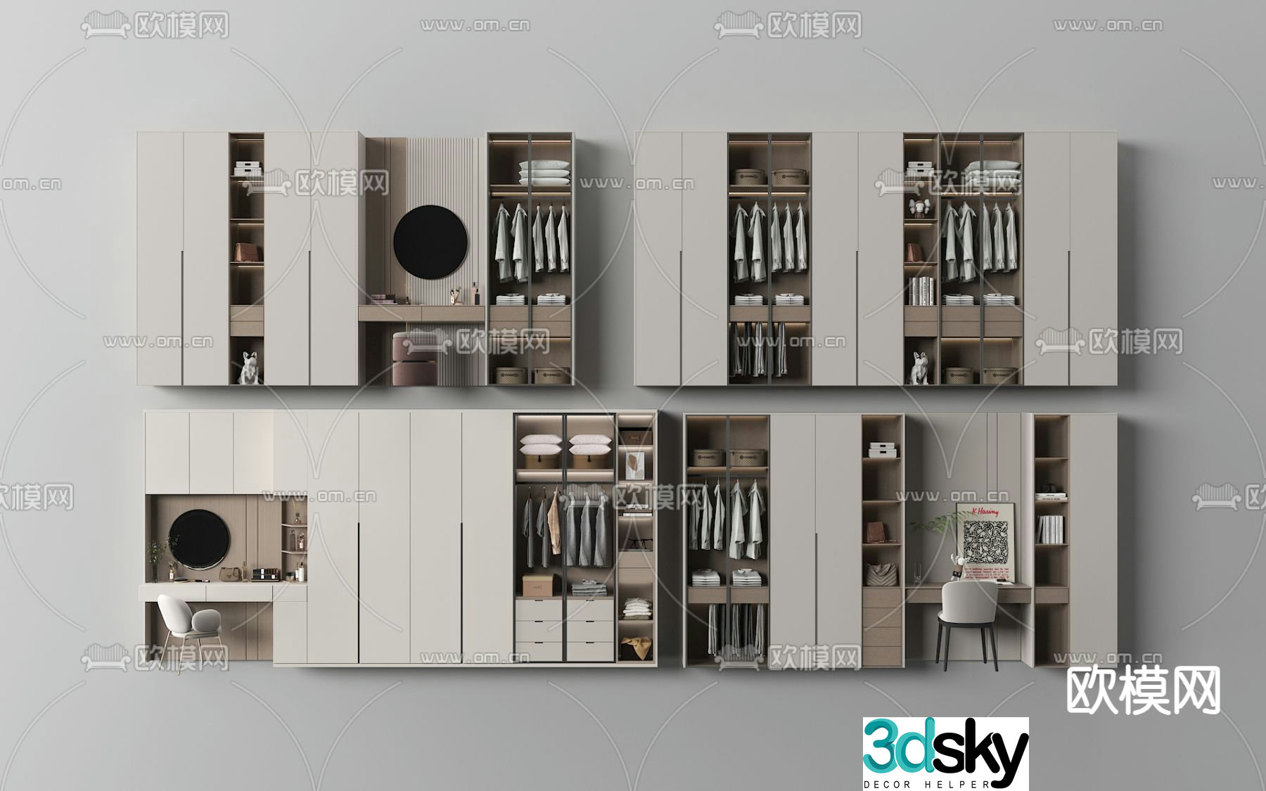 Modern glass wardrobe dresser 3d model