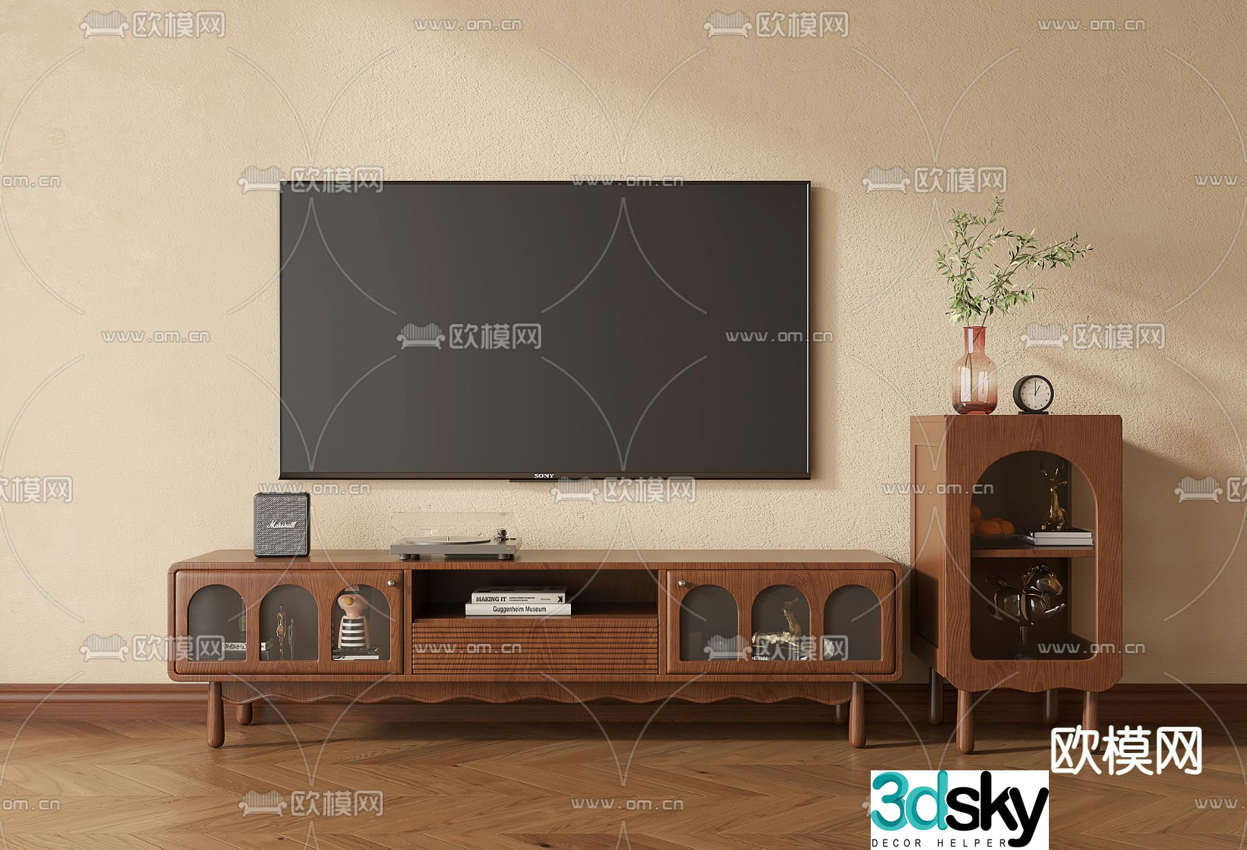 Medieval style TV cabinet 3D model