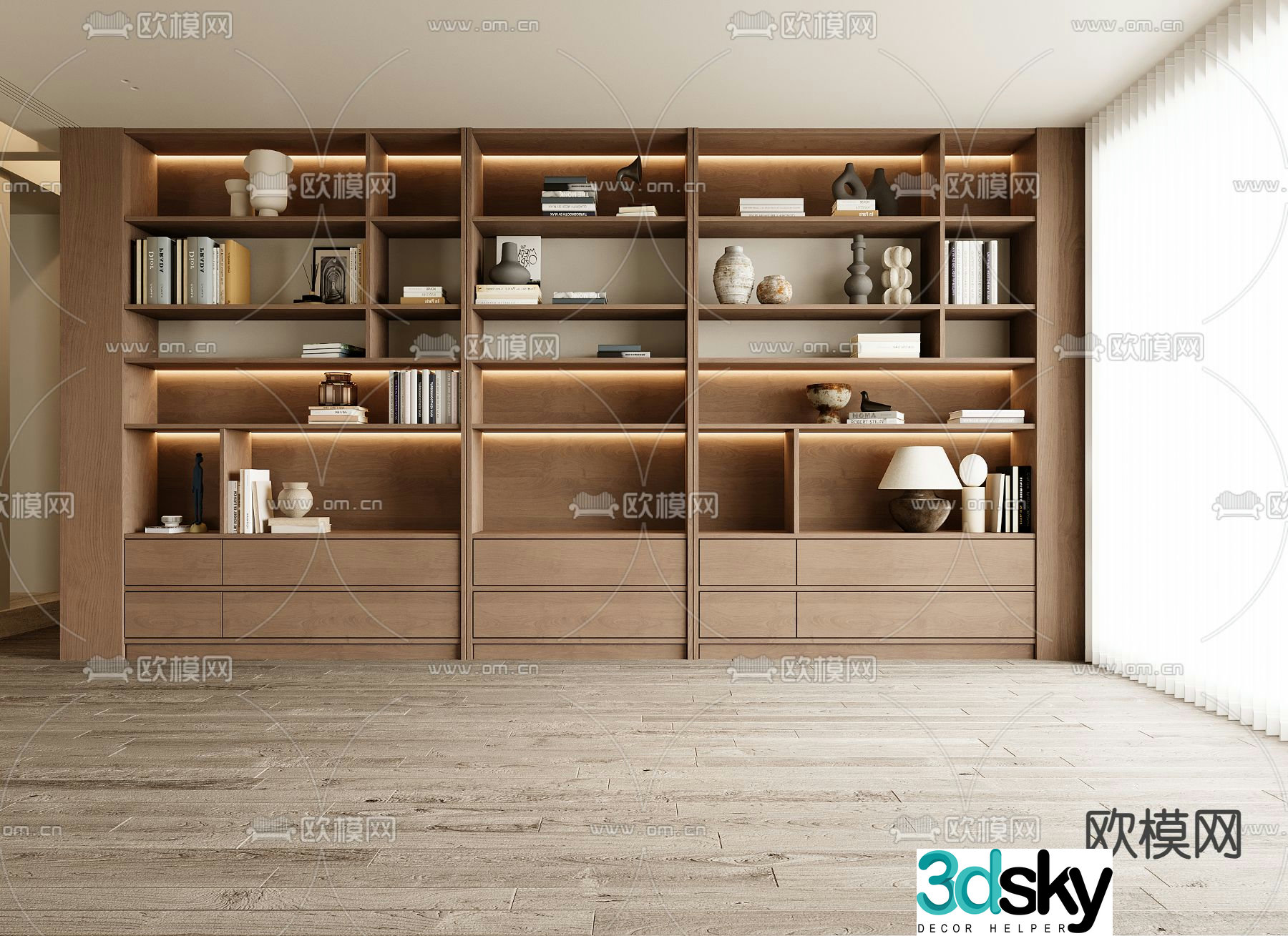 Wabi-sabi style bookcase 3d model