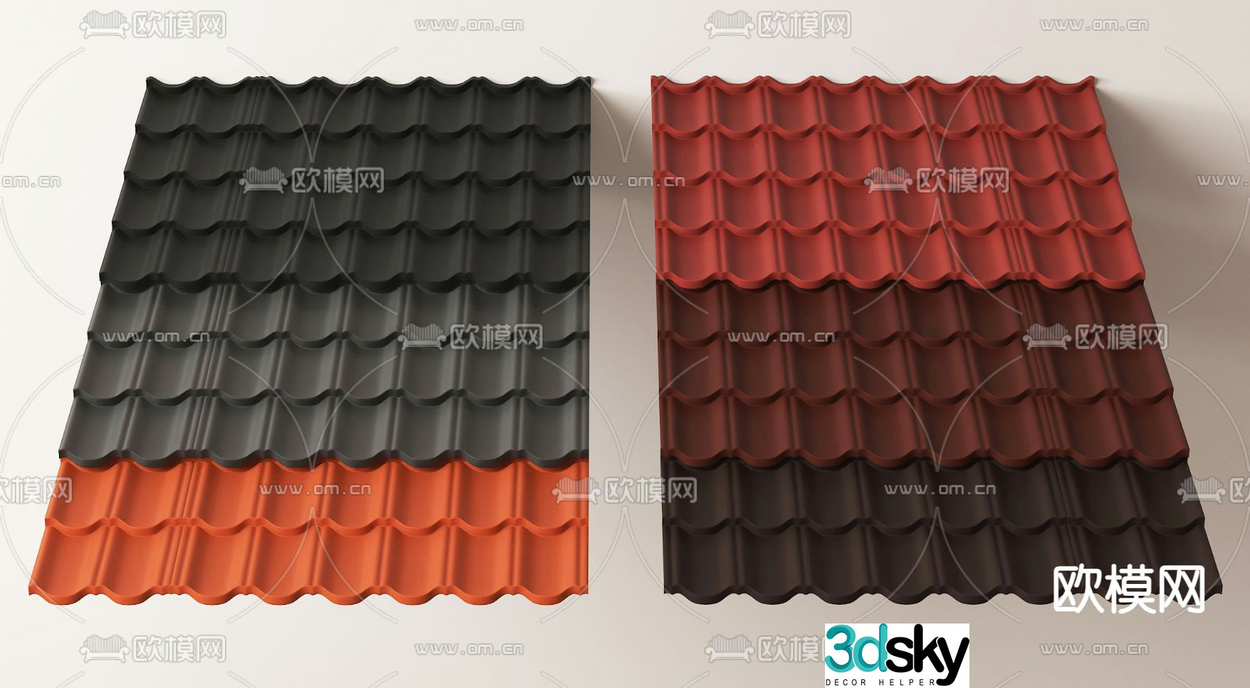 New Chinese tiles glazed tiles resin tiles 3D model