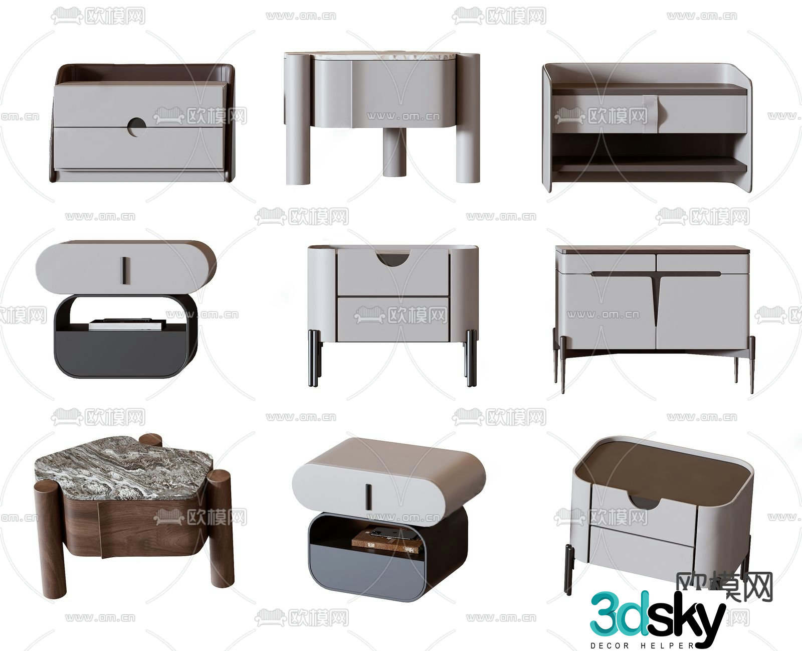 Modern bedside table 3d model