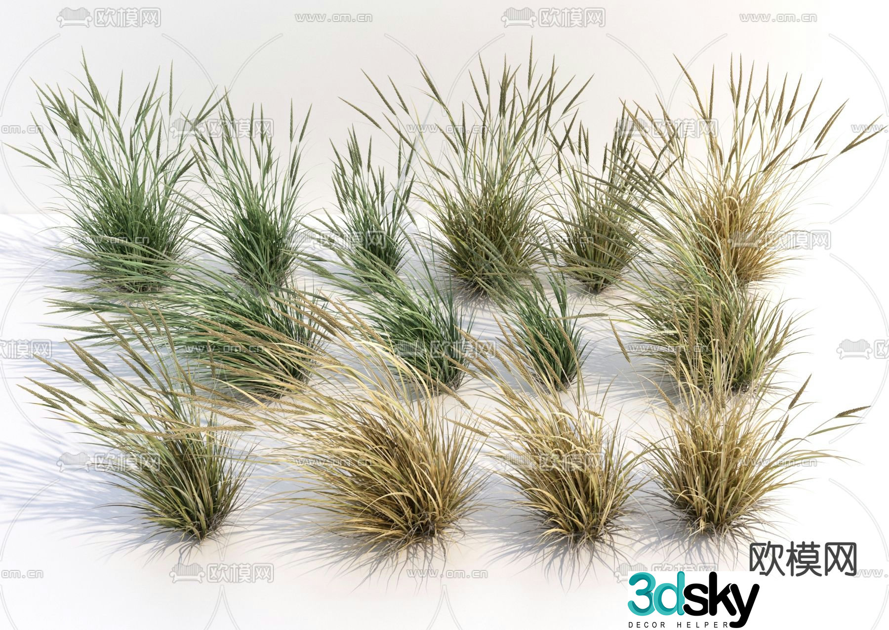 Flowers weeds ice grass 3d model