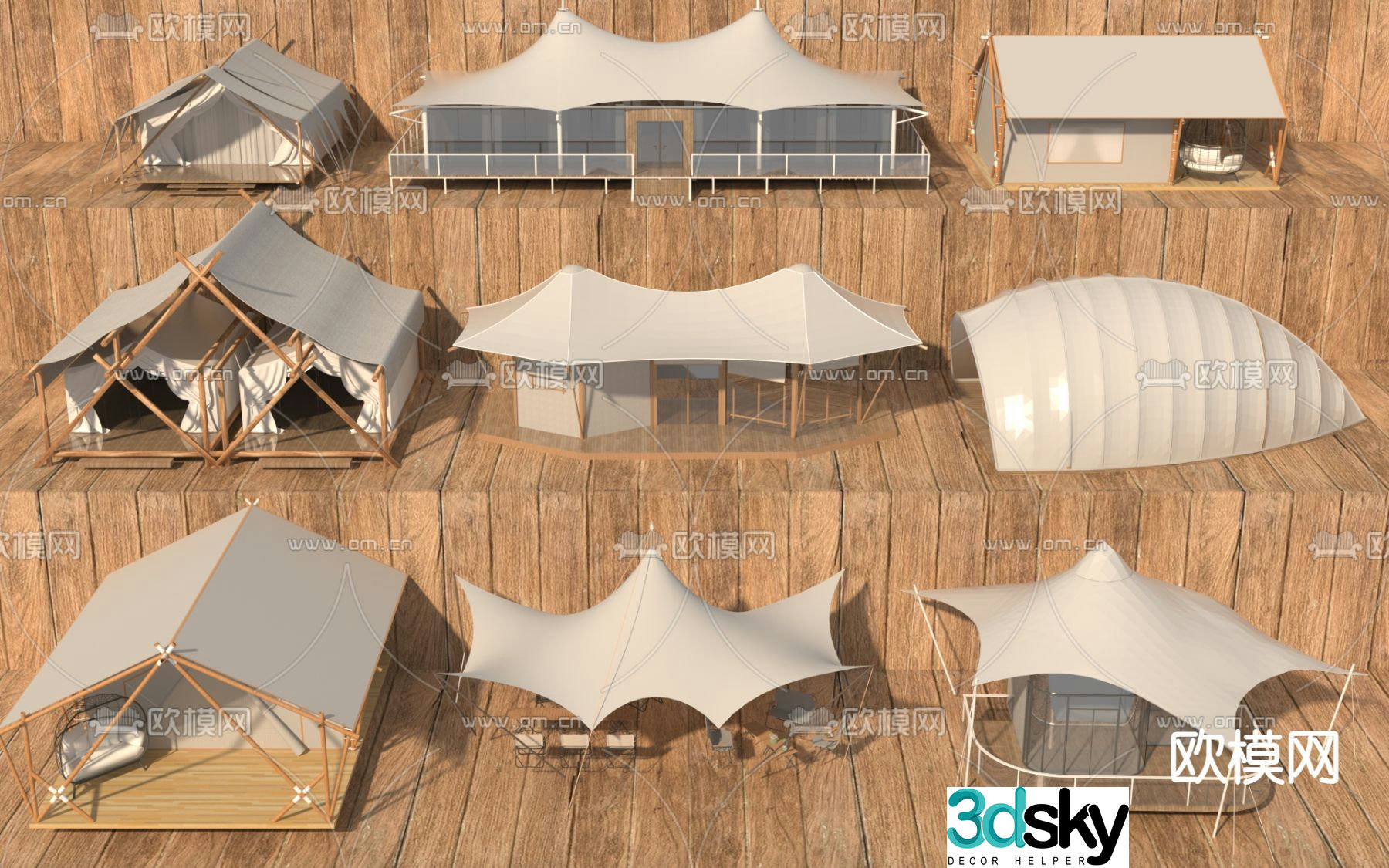 Modern camping tent 3d model