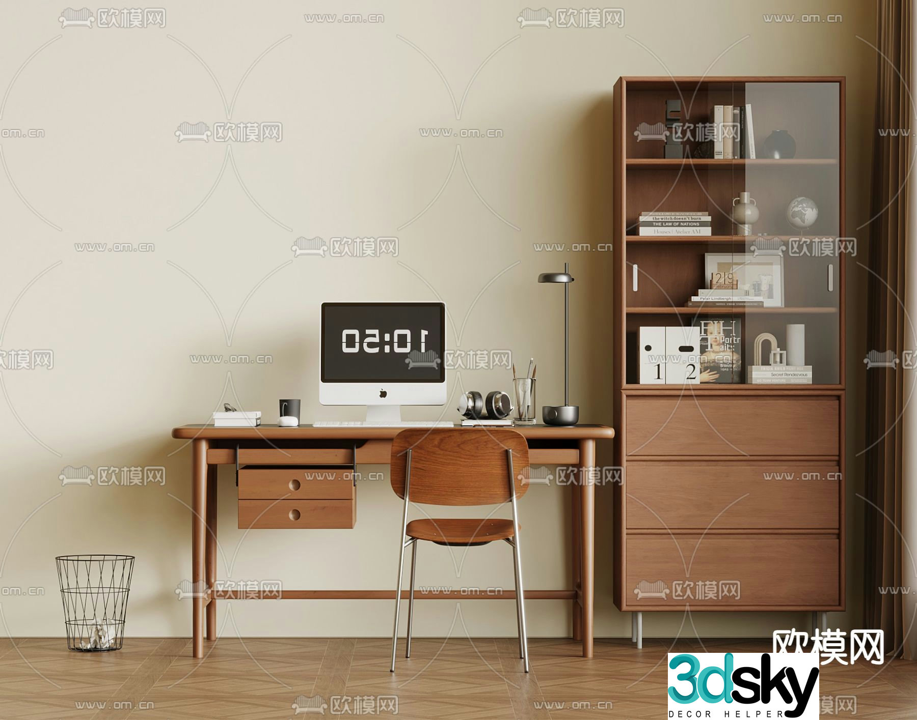 Medieval style desk computer desk study table 3d model