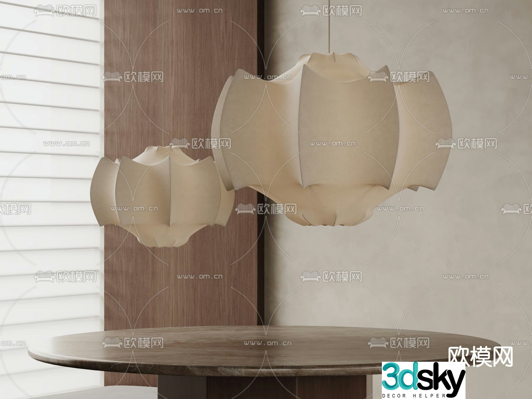 Wasabi Chandelier Fabric Chandelier 3D Model