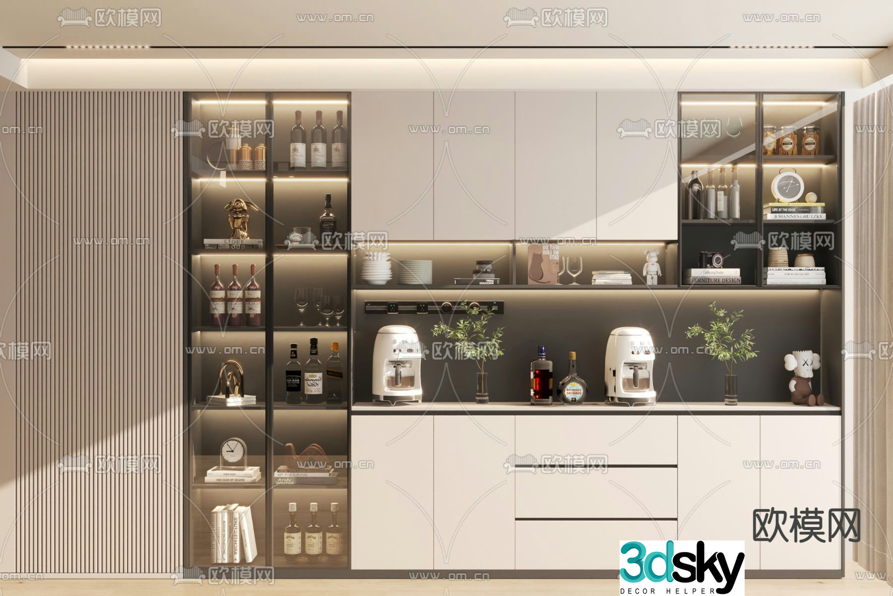 Modern wine cabinet sideboard 3d model
