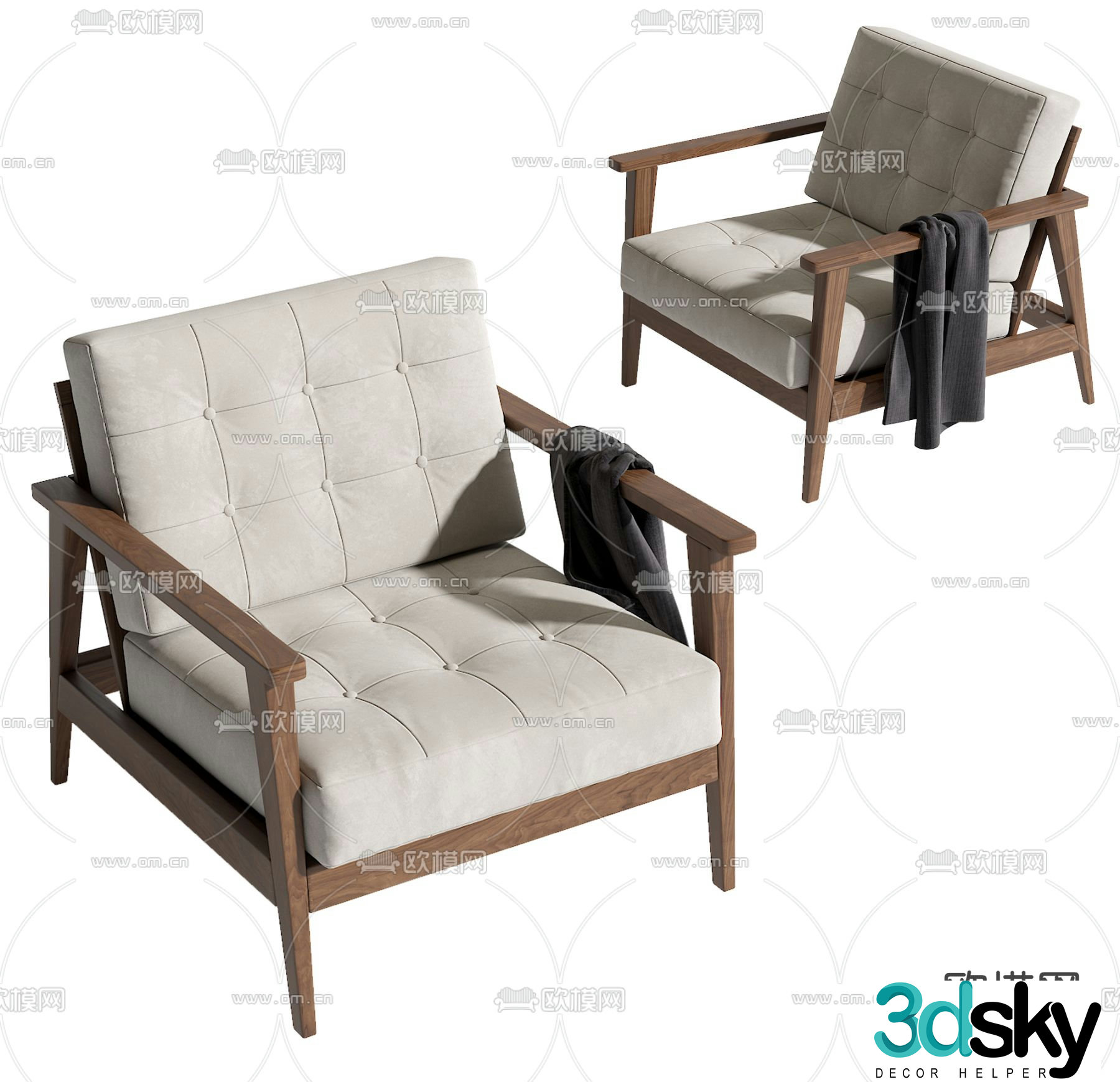 Wabi-sabi sofa chair leisure chair 3d model