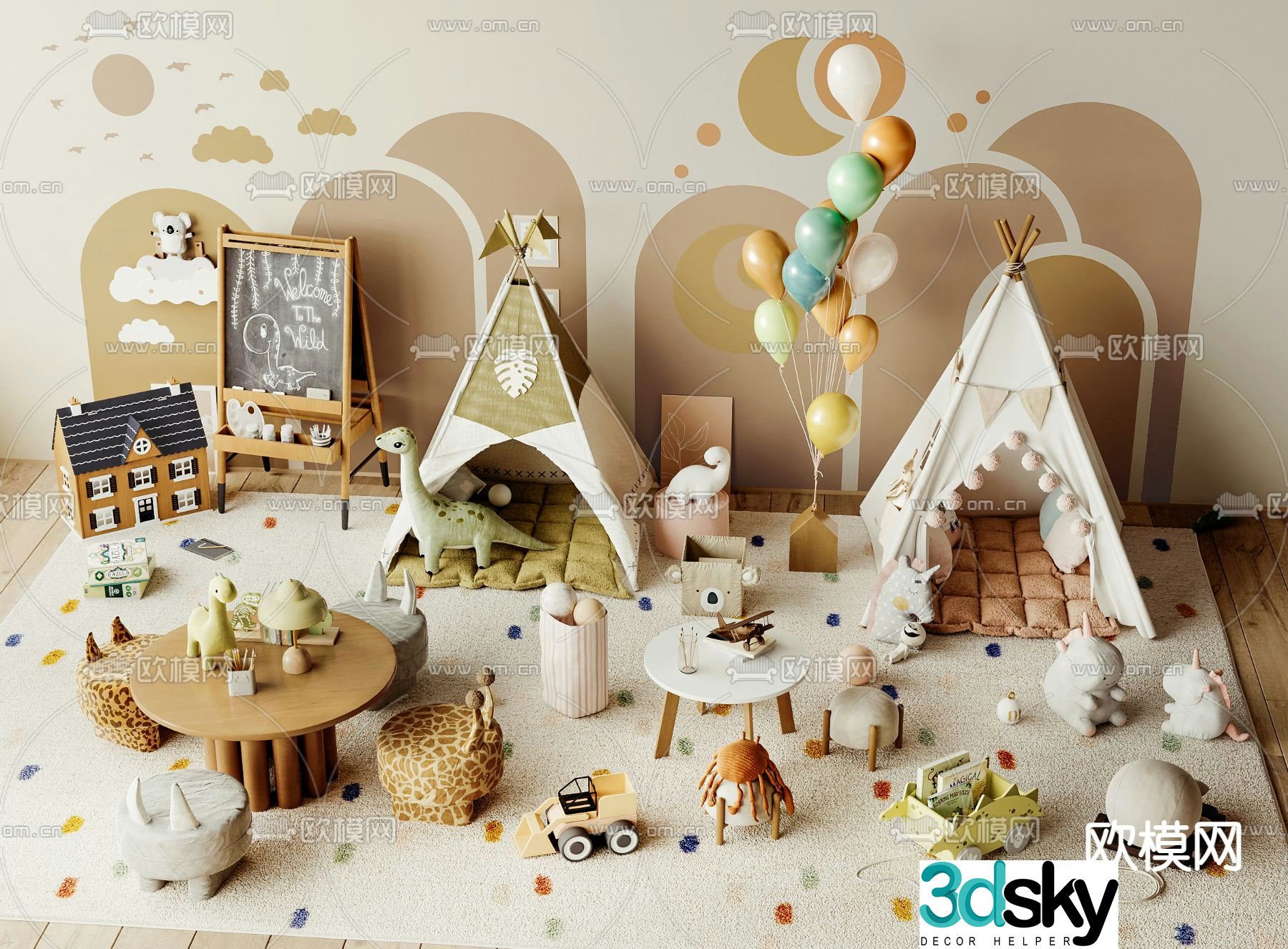 Children’s tent plush toy 3d model