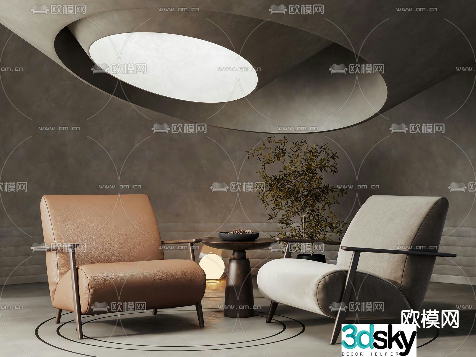 Modern sofa chair leisure chair table 3d model