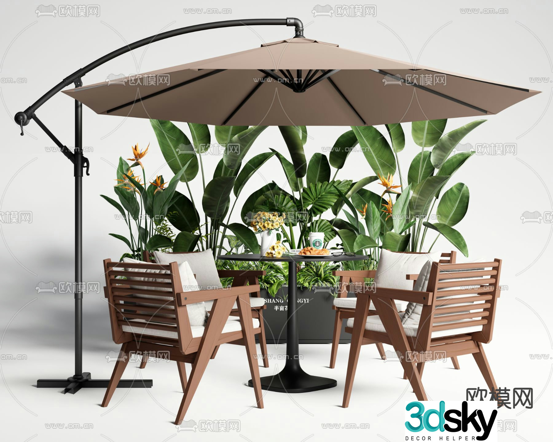 Outdoor tables and chairs leisure tables and chairs 3d model