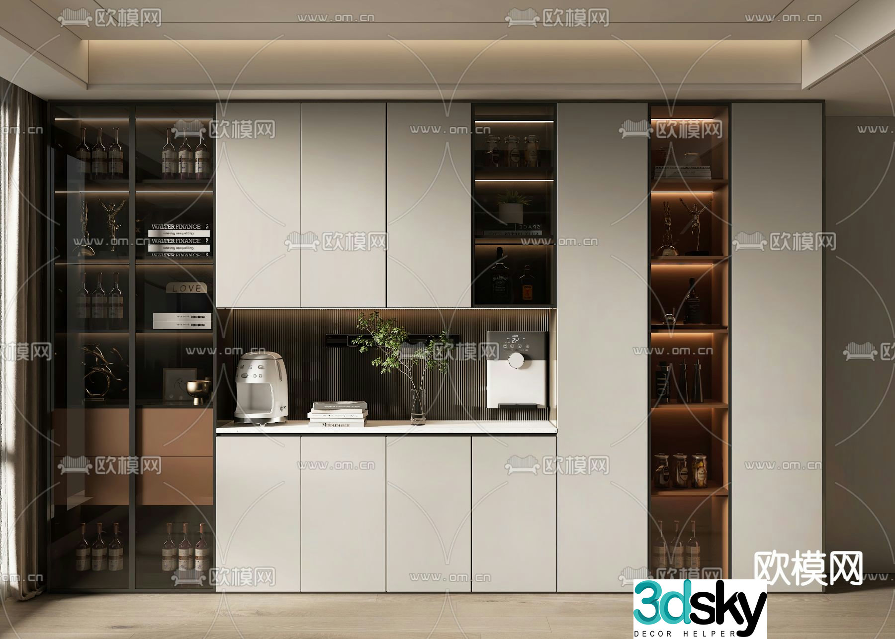 Modern wine cabinet sideboard 3d model