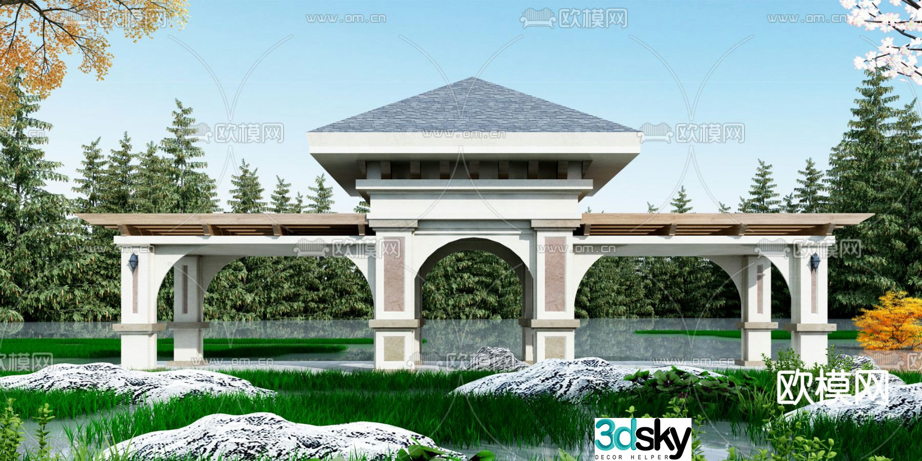 Simple European gallery 3D model
