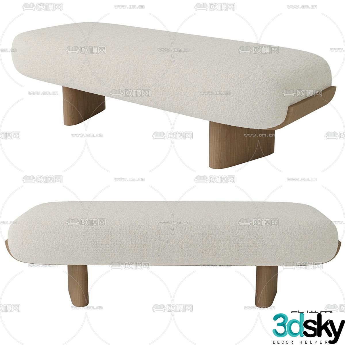 Modern footrest bedside stool sofa stool 3d model