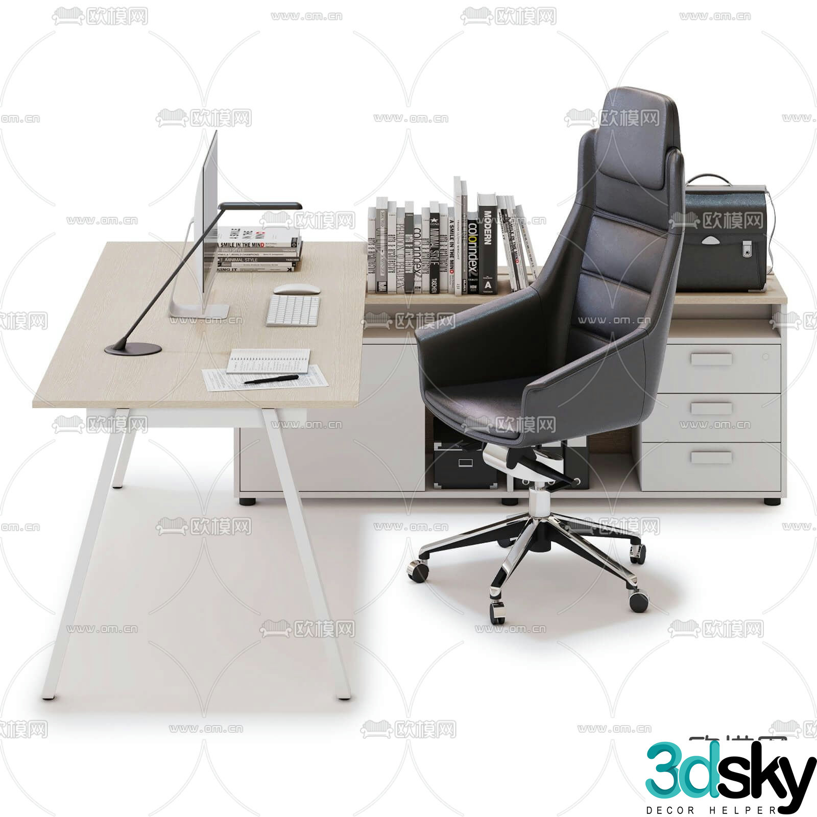 Modern office desk executive desk 3d model