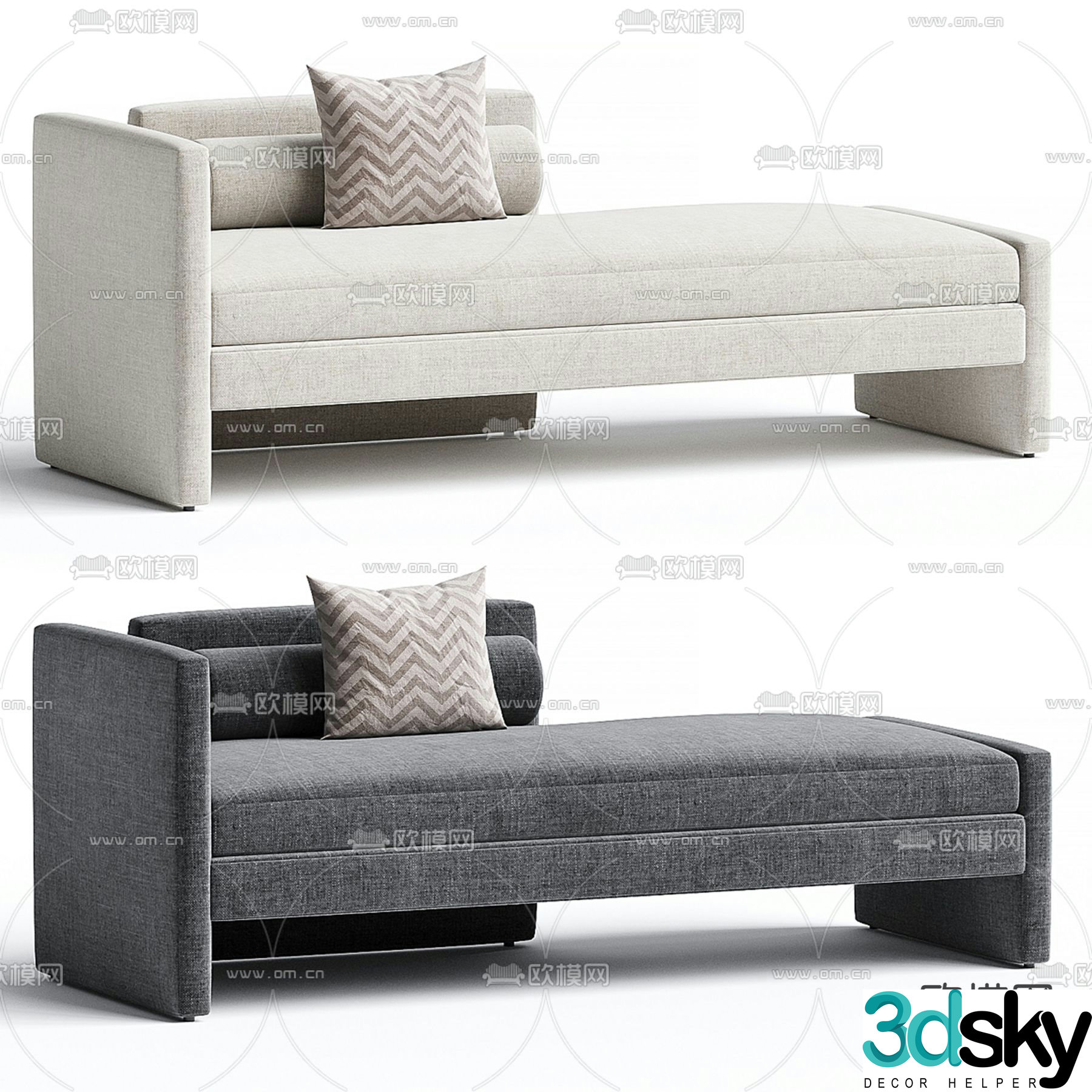 TRNK modern fabric bedside stool 3d model