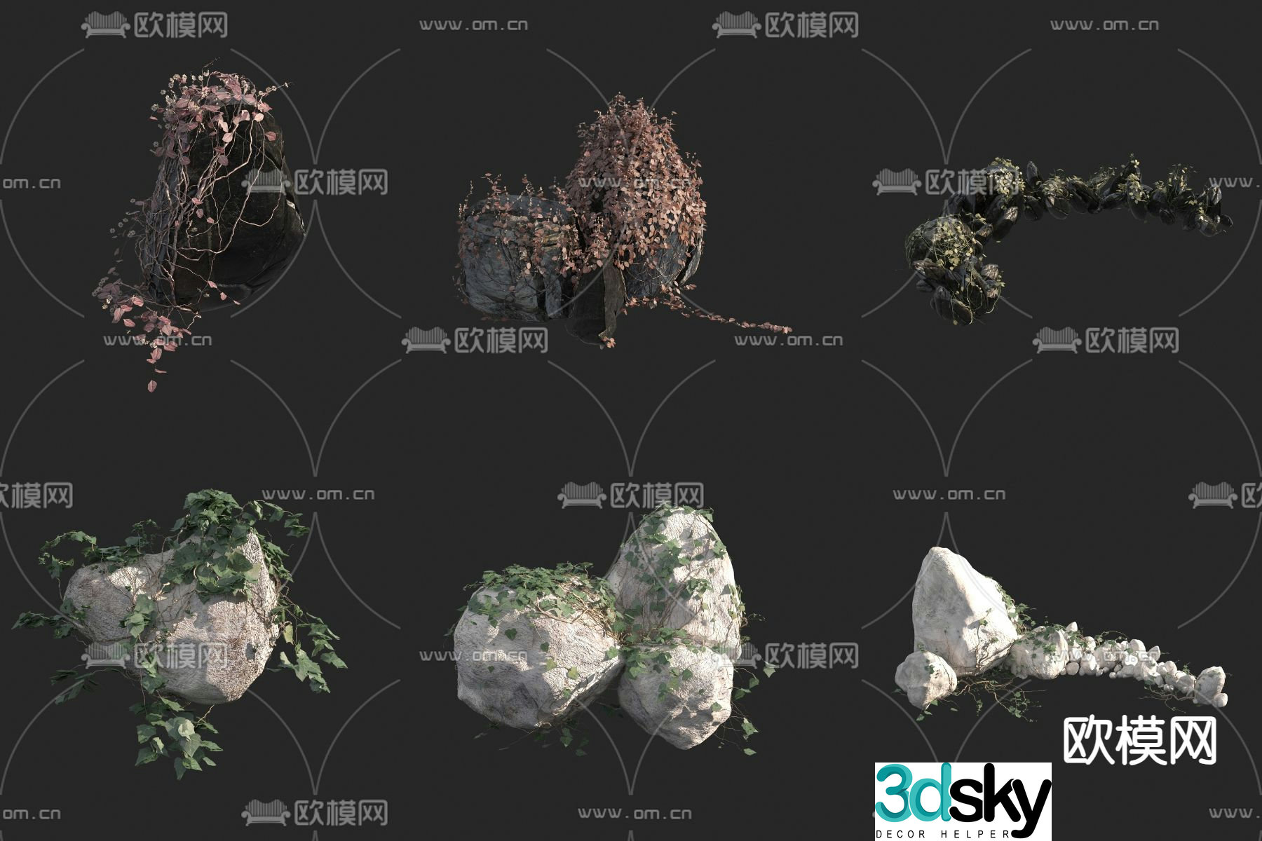 Rock vine climbing 3d model