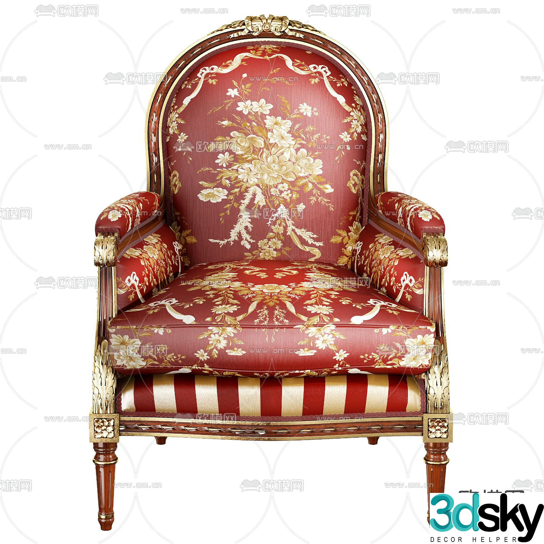 American single sofa leather sofa 3d model