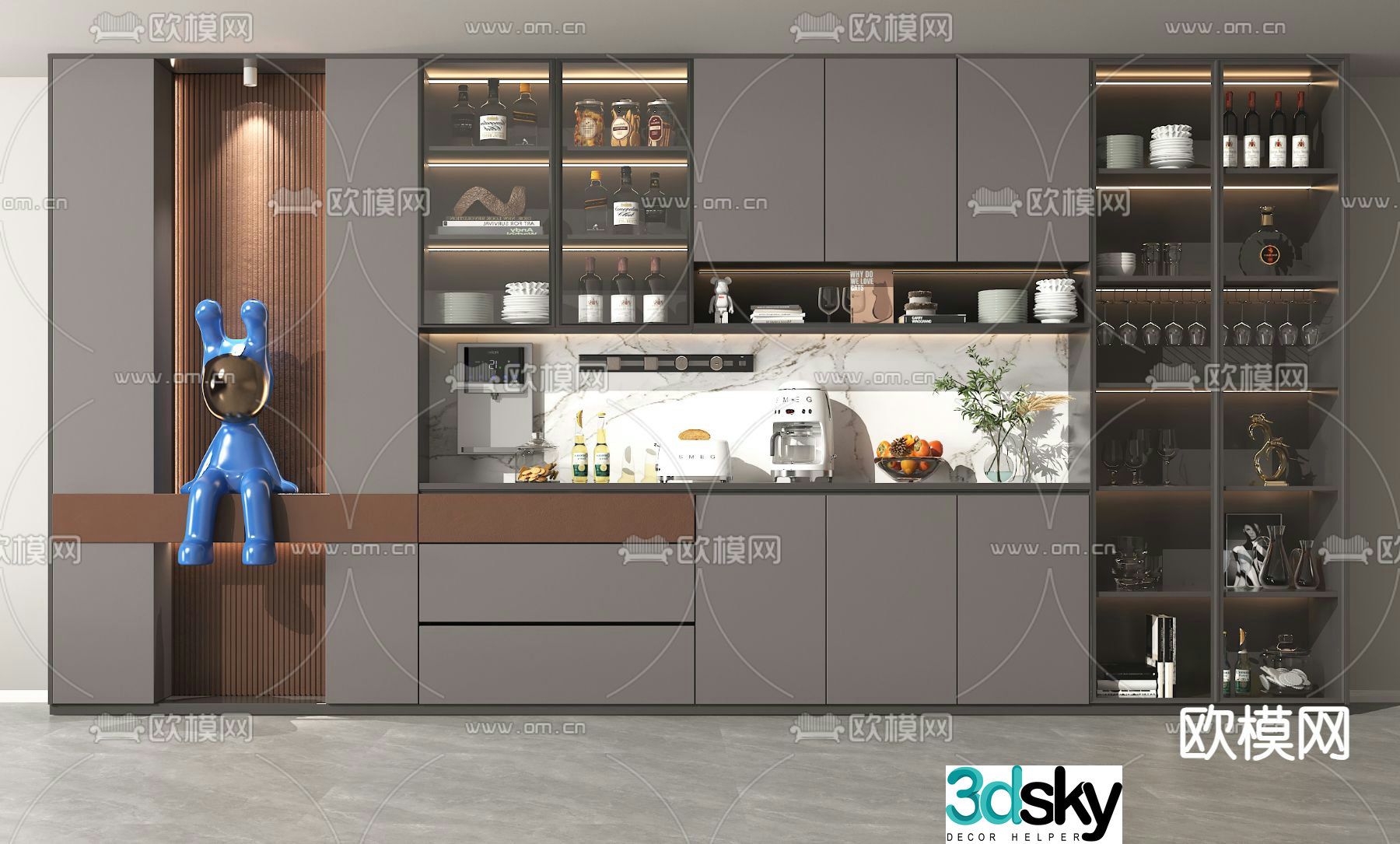 Modern wine cabinet sideboard 3D model