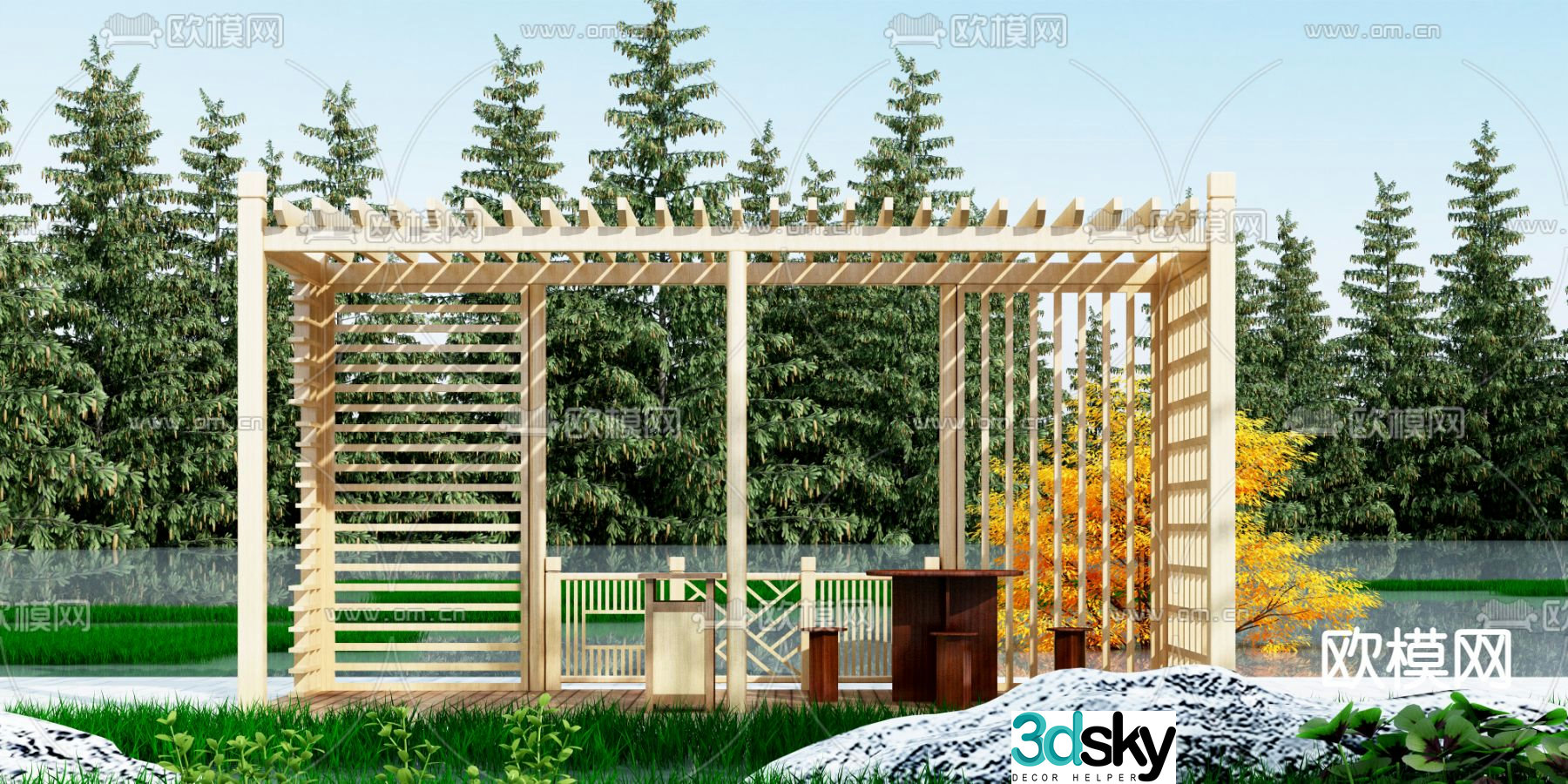 Chinese style gallery 3D model