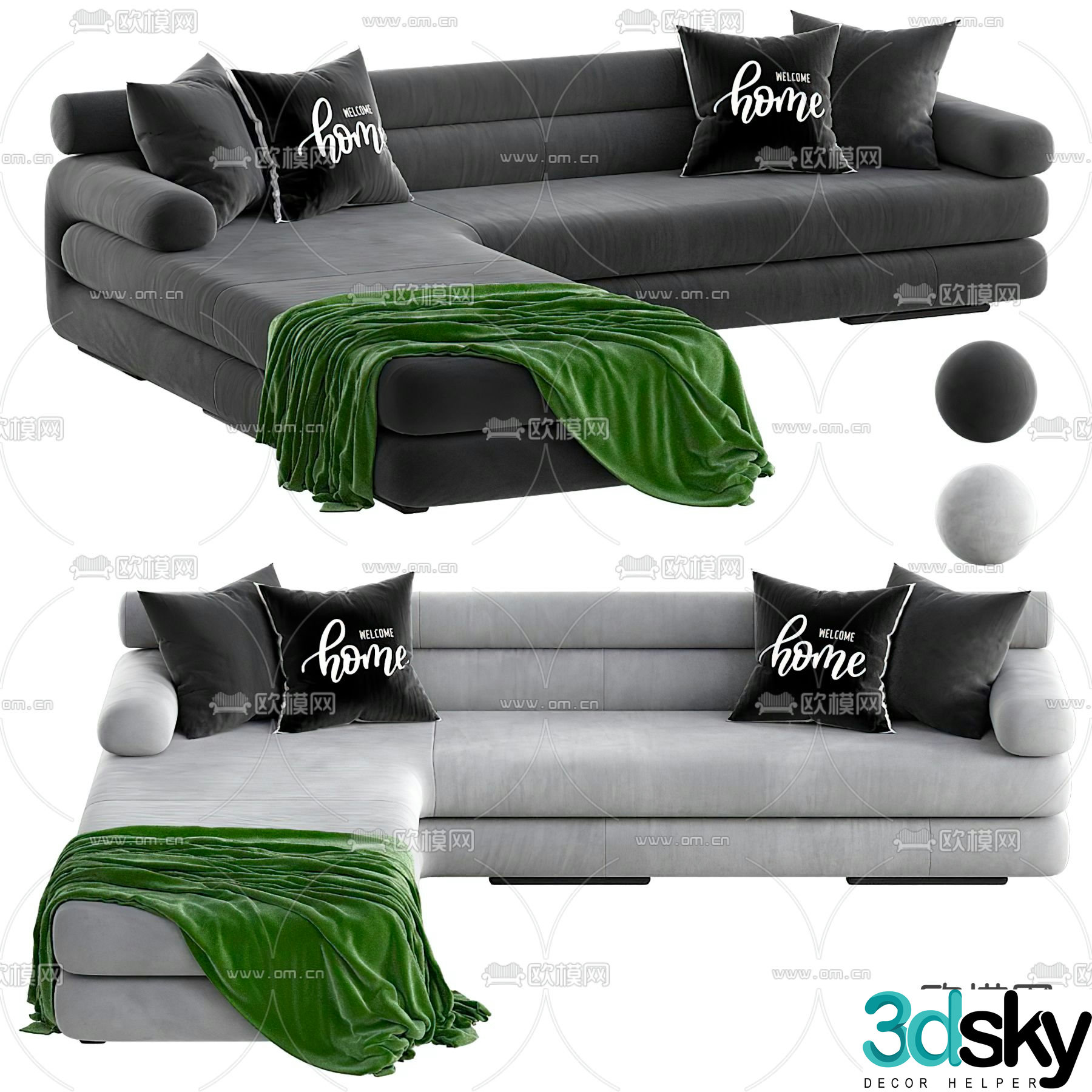 Modern corner sofa fabric sofa 3d model