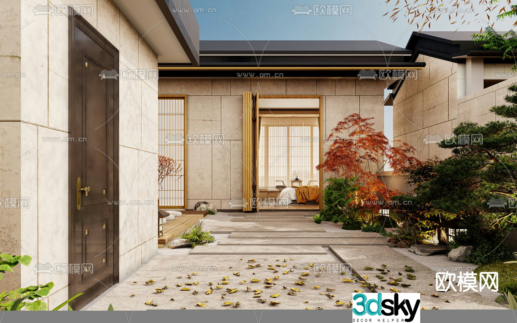 Villa courtyard garden 3d model