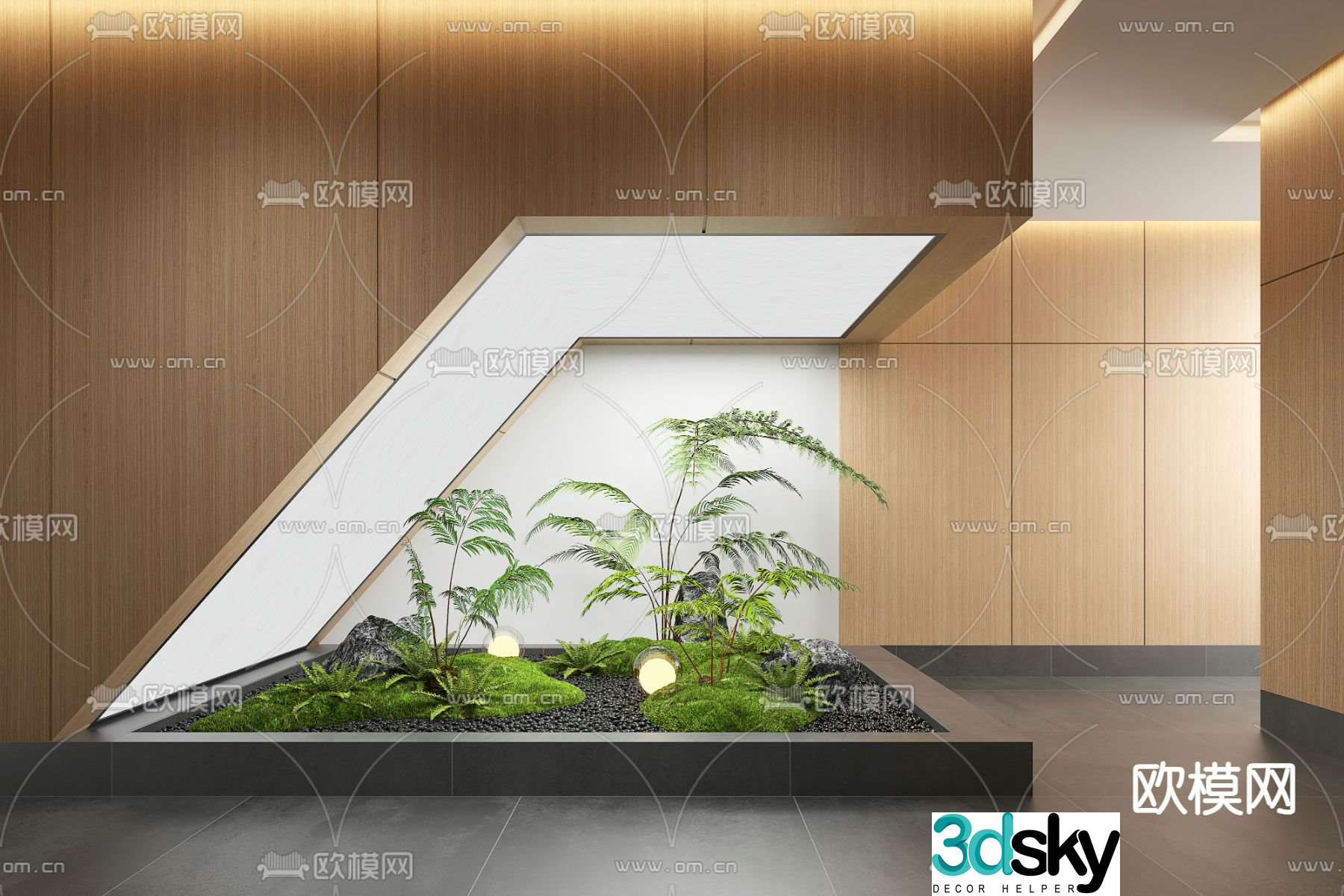 Indoor landscaping green plant sketch 3d model