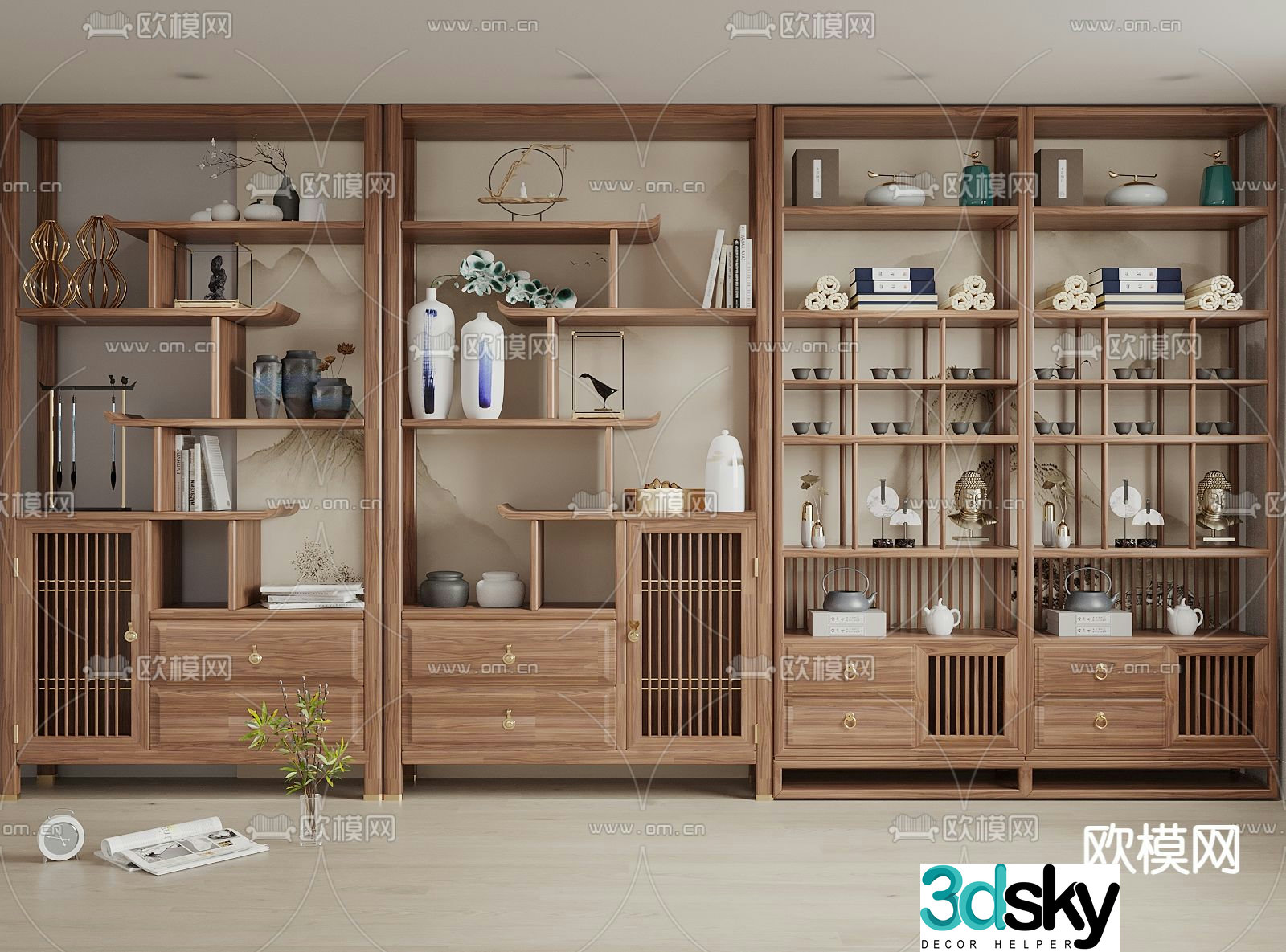 New Chinese style exhibition cabinet 3D model