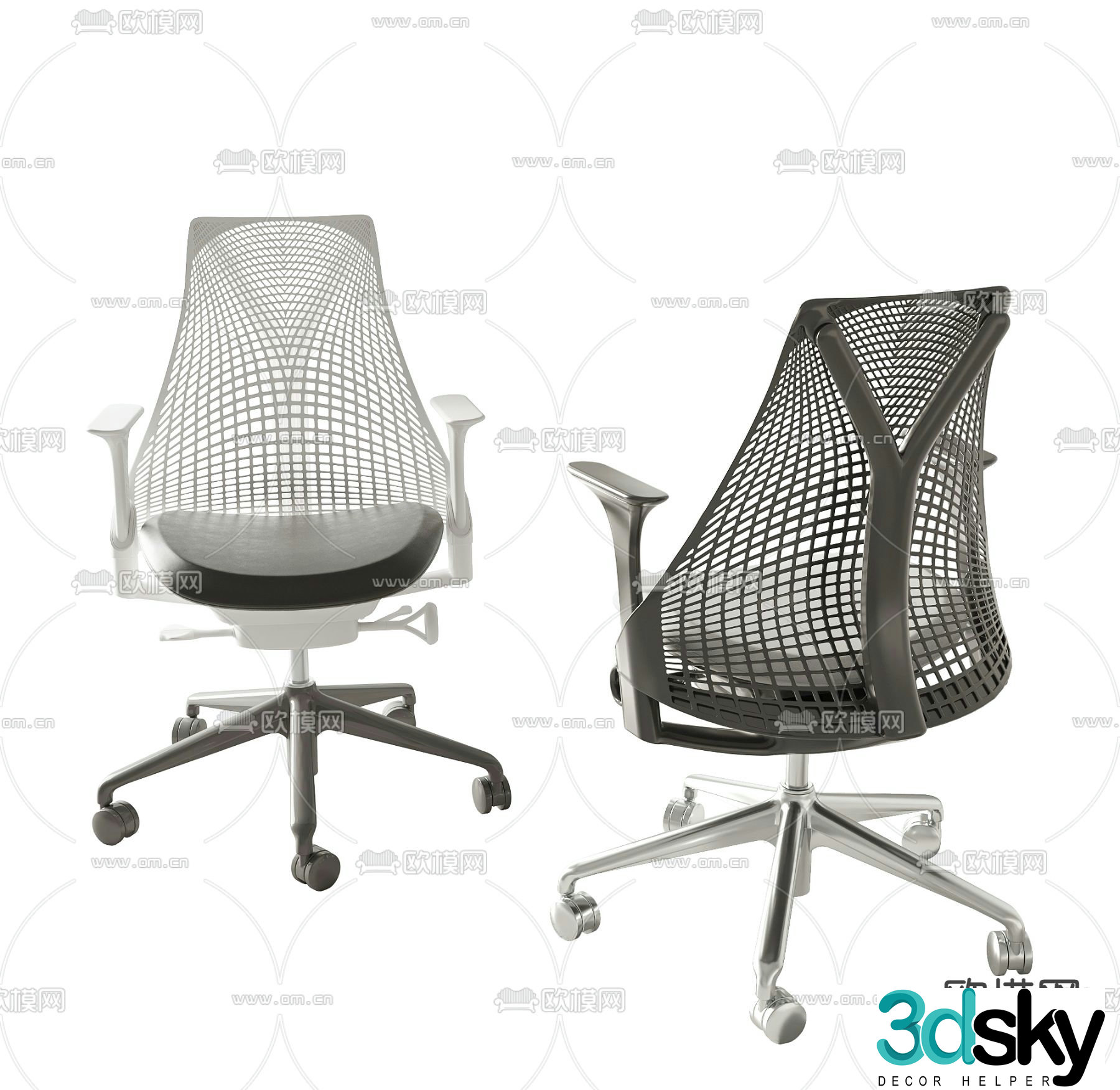 Grid office chair staff chair conference chair 3d model