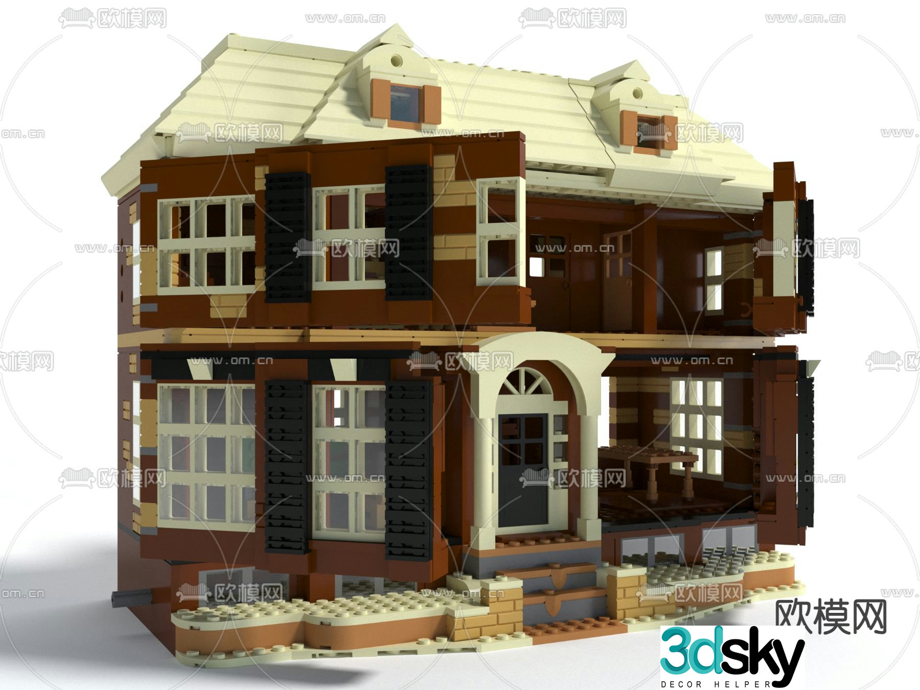 Building block villa toy 3d model