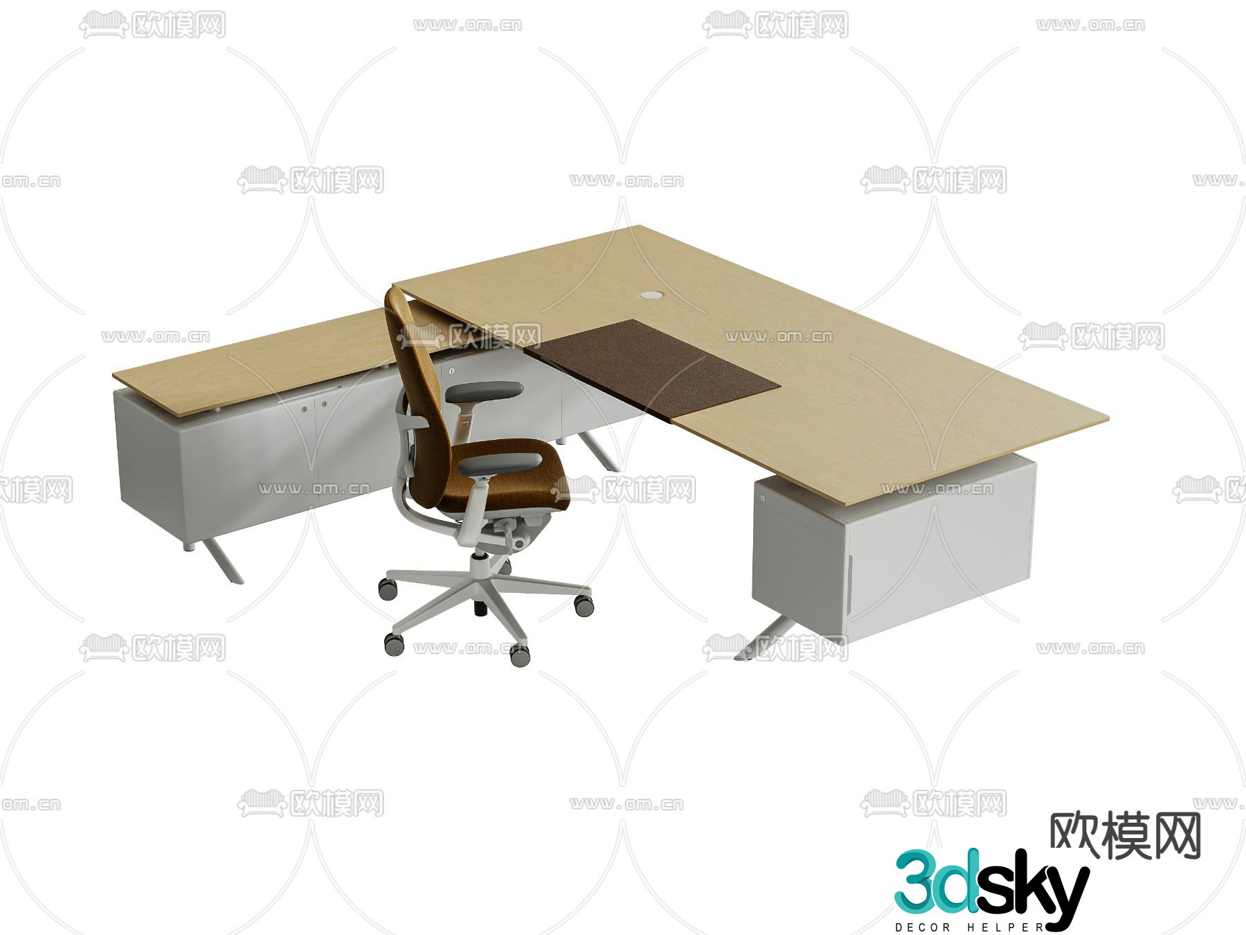 Modern office desk executive desk 3d model