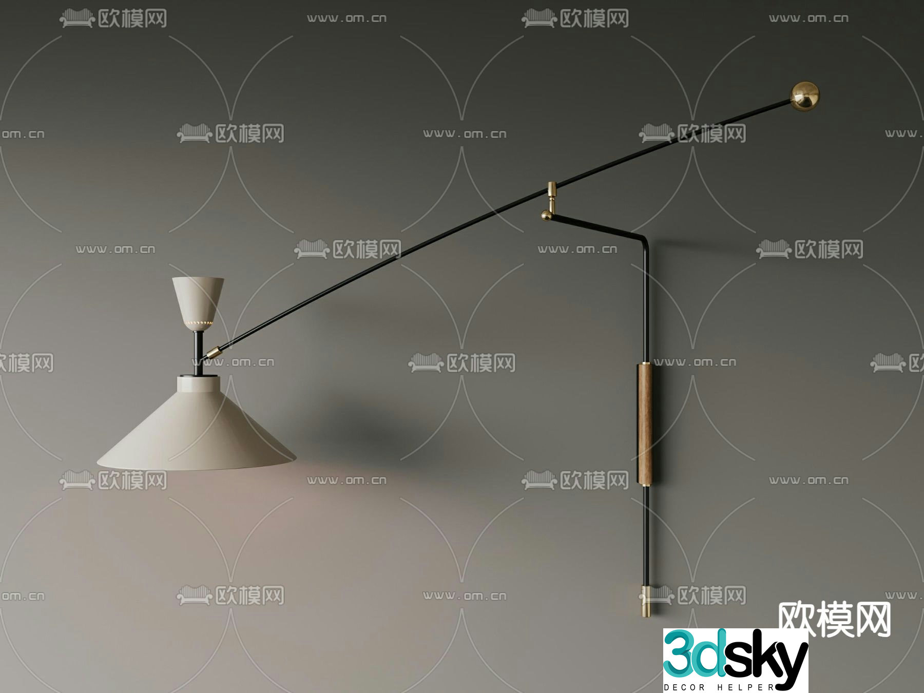 Swing arm wall light 3d model